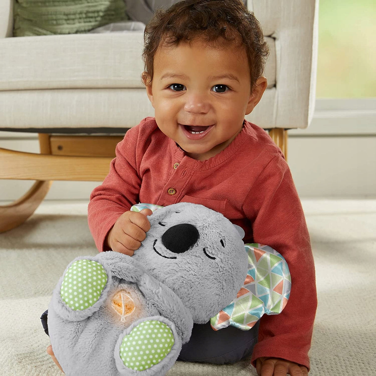FISHER-PRICE śpiący KOALA oddychający brzuszek, miękka uspokajanka dla niemowląt 0+