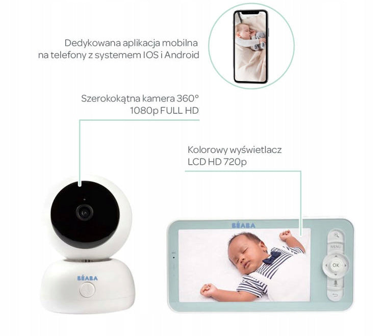 BEABA Zen Premium babyphone électronique caméra 360° Full HD application