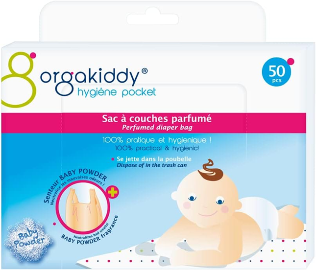 ORGAKIDDY sacs sans odeur pour couches et lingettes usagées 50 pièces