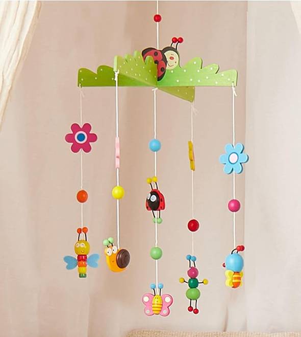 BIECO 3D Kwiaty i Owady drewniana karuzela do łóżeczka 26 x 39 cm – zdjęcie produktu 3