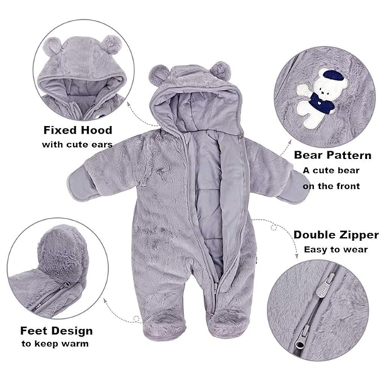 JIAMY combinaison d'hiver avec capuche 6-9 mois