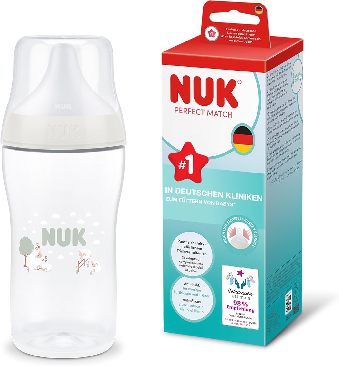 NUK Perfect Match μπιμπερό 260 ml 3 m+ θηλή M