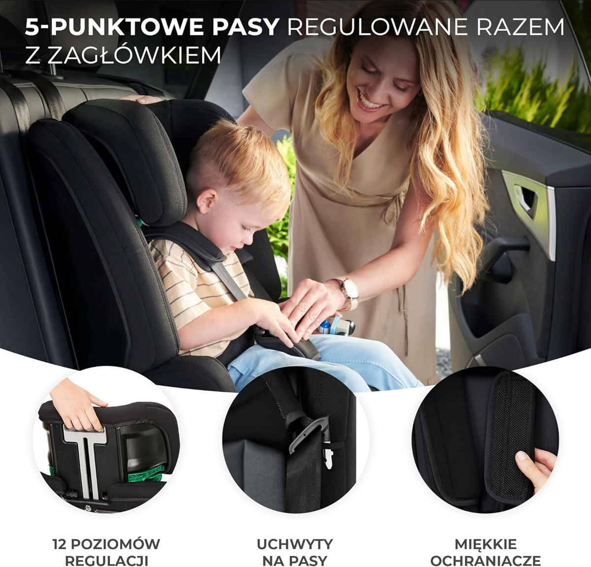 KINDERKRAFT SAFETY FIX 2 i-Size fotelik samochodowy 9-36kg gr 1/2/3 ISOFIX