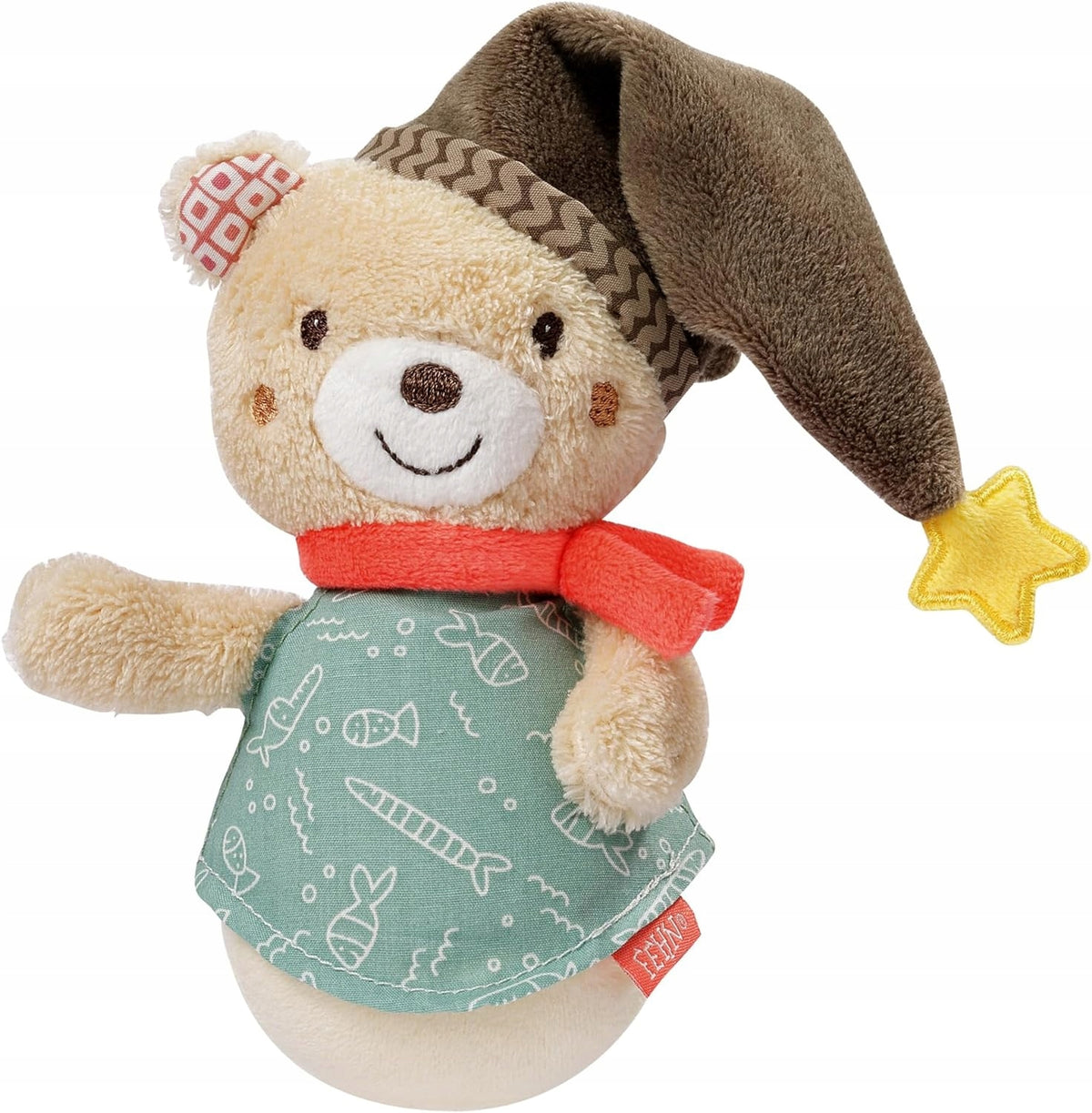 FEHN Ursulețul Bruno, jucărie tip „wańka-wstańka”, 14 cm, cu zornăitoare