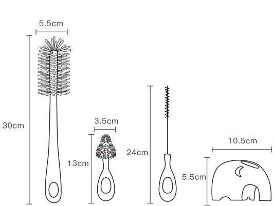 BEBAMOUR 3w1 silikonowe szczotki do czyszczenia butelek smoczków słomek 32cm
