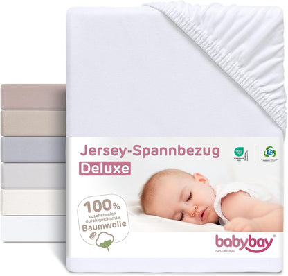BABYBAY prześcieradło z gumką jersey DELUXE 89x50 cm