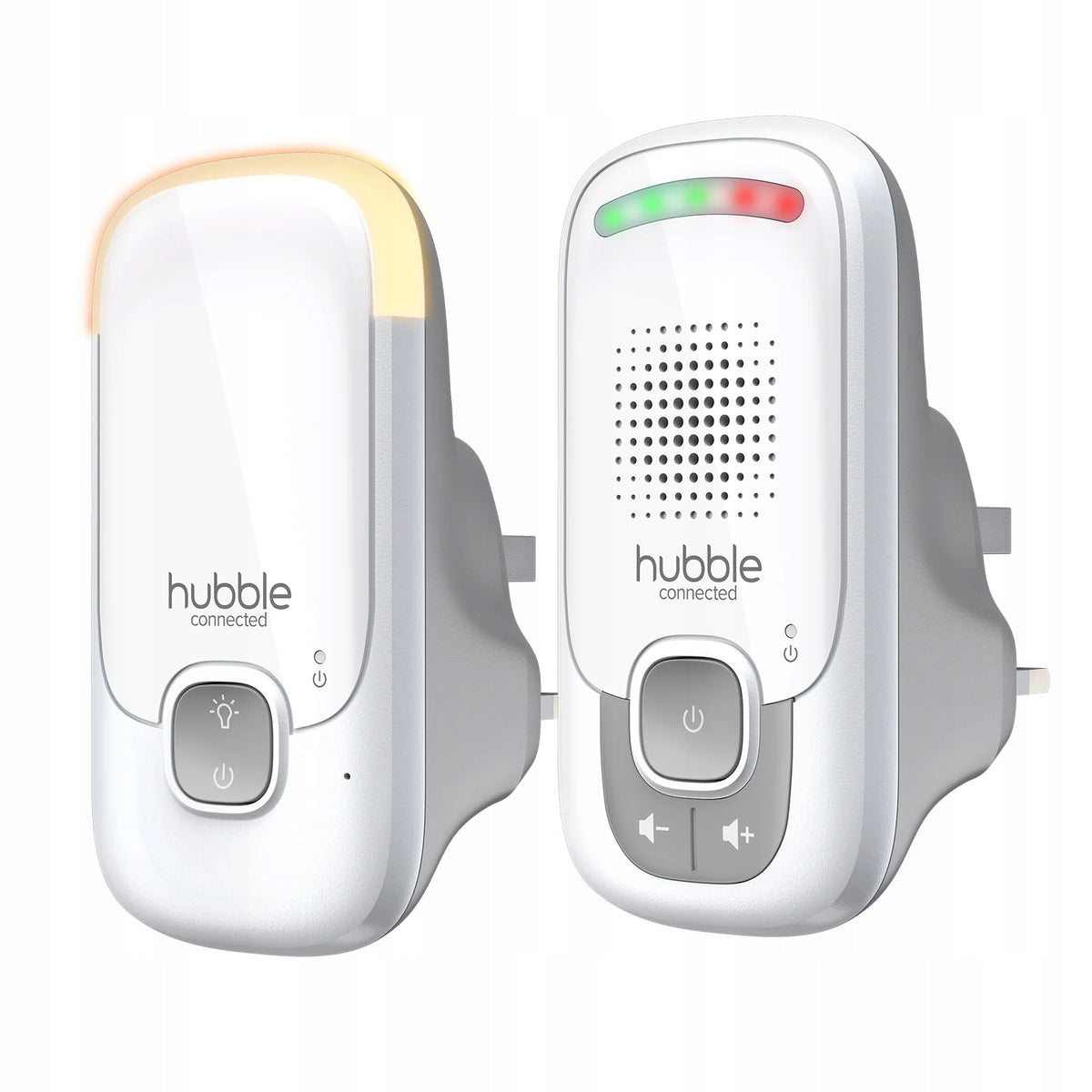 HUBBLE Listen Glow niania elektroniczna audio DECT, biało-szary zestaw z lampką nocną i wskaźnikiem dźwięku