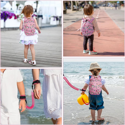 AOMIG sac à dos avec ceinture de sécurité + laisse bracelet pour poignet LICORNE