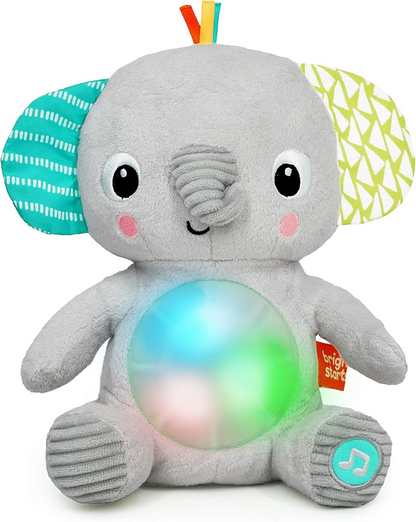 BRIGHT STARTS Huge-a-bye-Baby interaktiv elefant med musik och ljus 20 cm