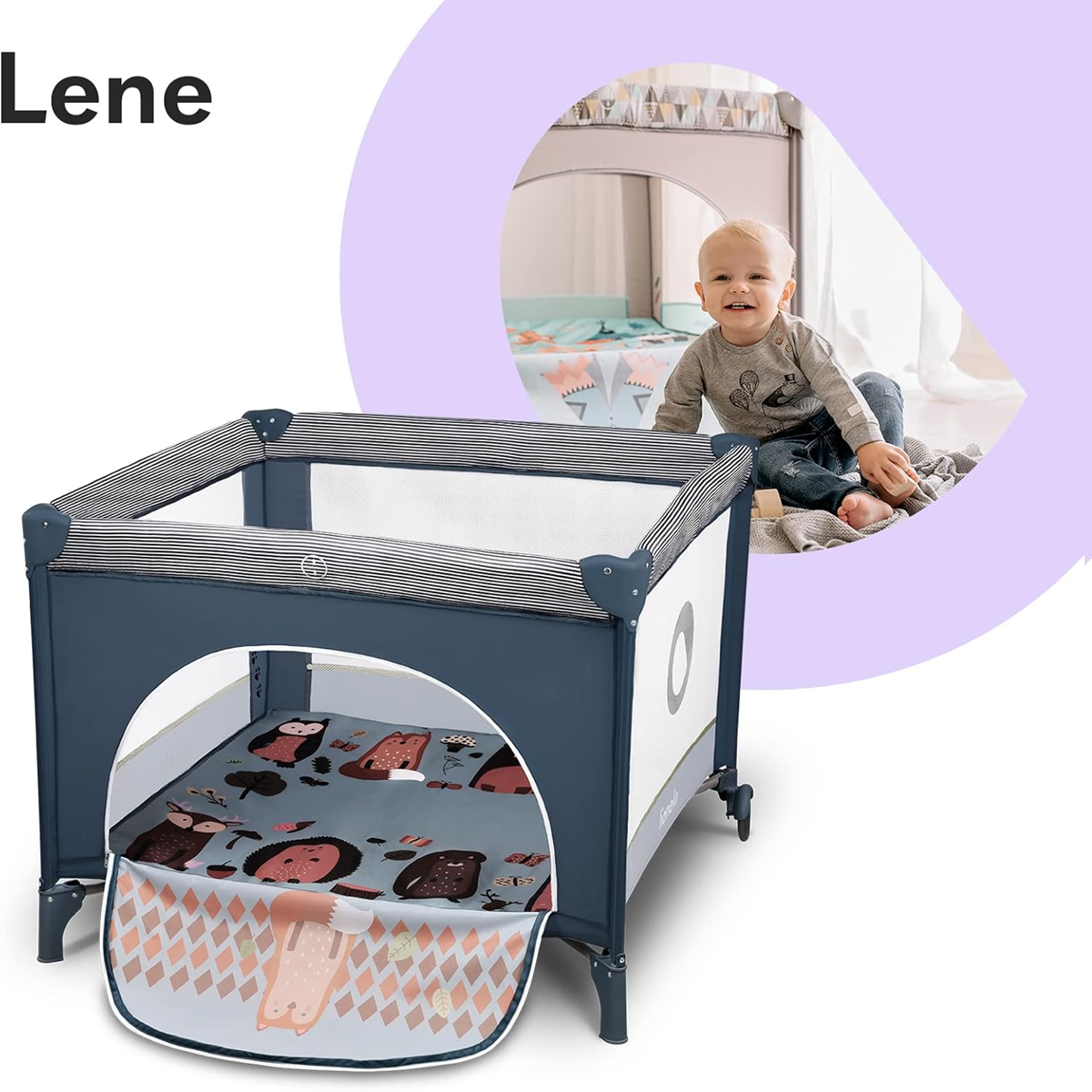 LIONELO FIE lit parapluie parc 100x100cm JUSQU'À 15KG