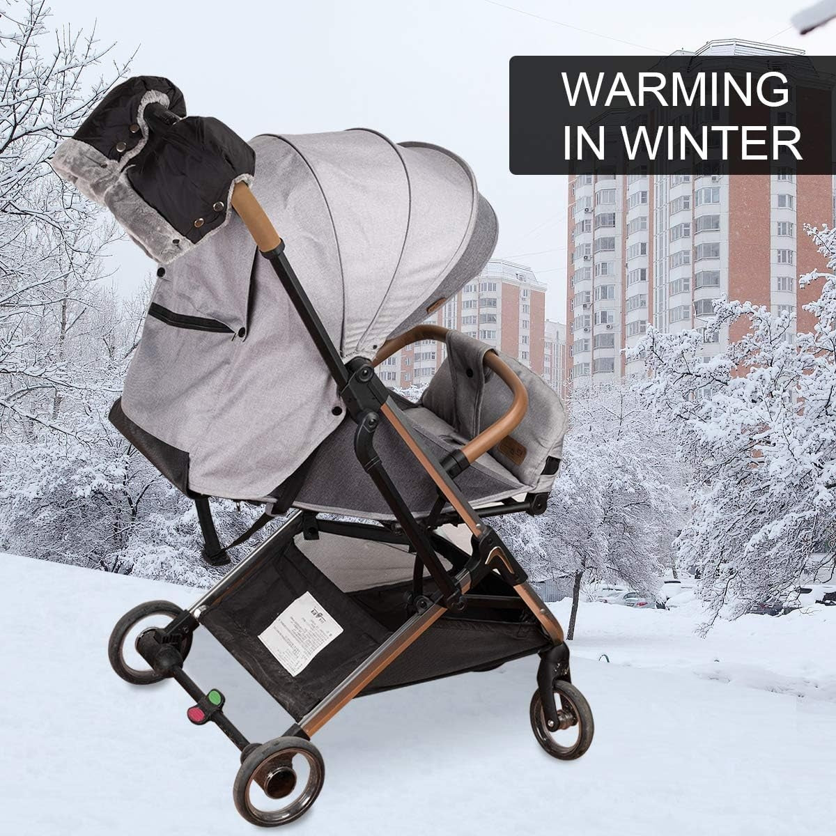 Wasserdichter Kinderwagen-Handwärmer mit Fleece – Produktfoto 2