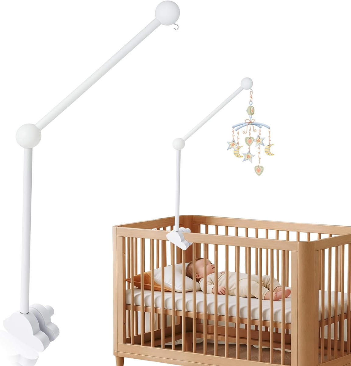 Poignée en bois pour mobile de lit bébé