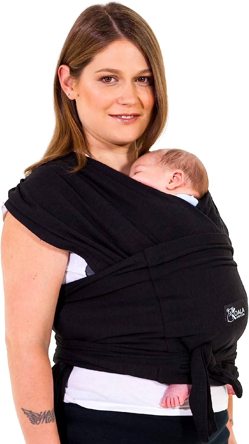 KOALA BABYCARE chusta do noszenia dziecka 2w1, czarne nosidełko dla noworodka 0m+, wygodne i bezpieczne