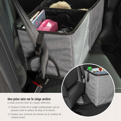 REER TravelKid organizer składany do samochodu, organizer na tylne siedzenie z pasami mocującymi i antypoślizgowym spodem