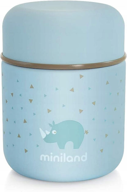 MINILAND Food Thermy Mini stalowy termos obiadowy 280 ml, niebieski termos obiadowy dla dzieci