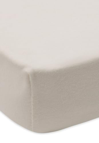 Jollein Jersey prześcieradło z gumką 70/75x140/150 cm, beżowe prześcieradło dziecięce z jerseyu do łóżeczka