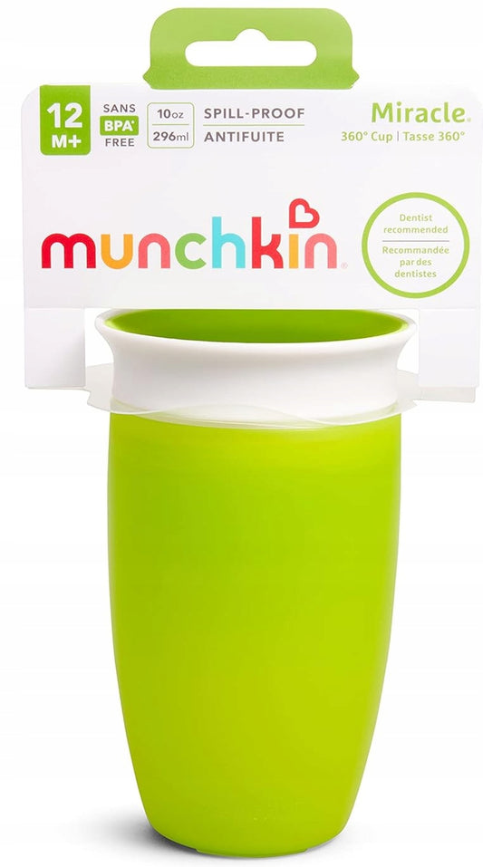 MUNCHKIN Miracle kubek 360 12msc+ 296ml, zielony kubek niekapek BPA free dla malucha