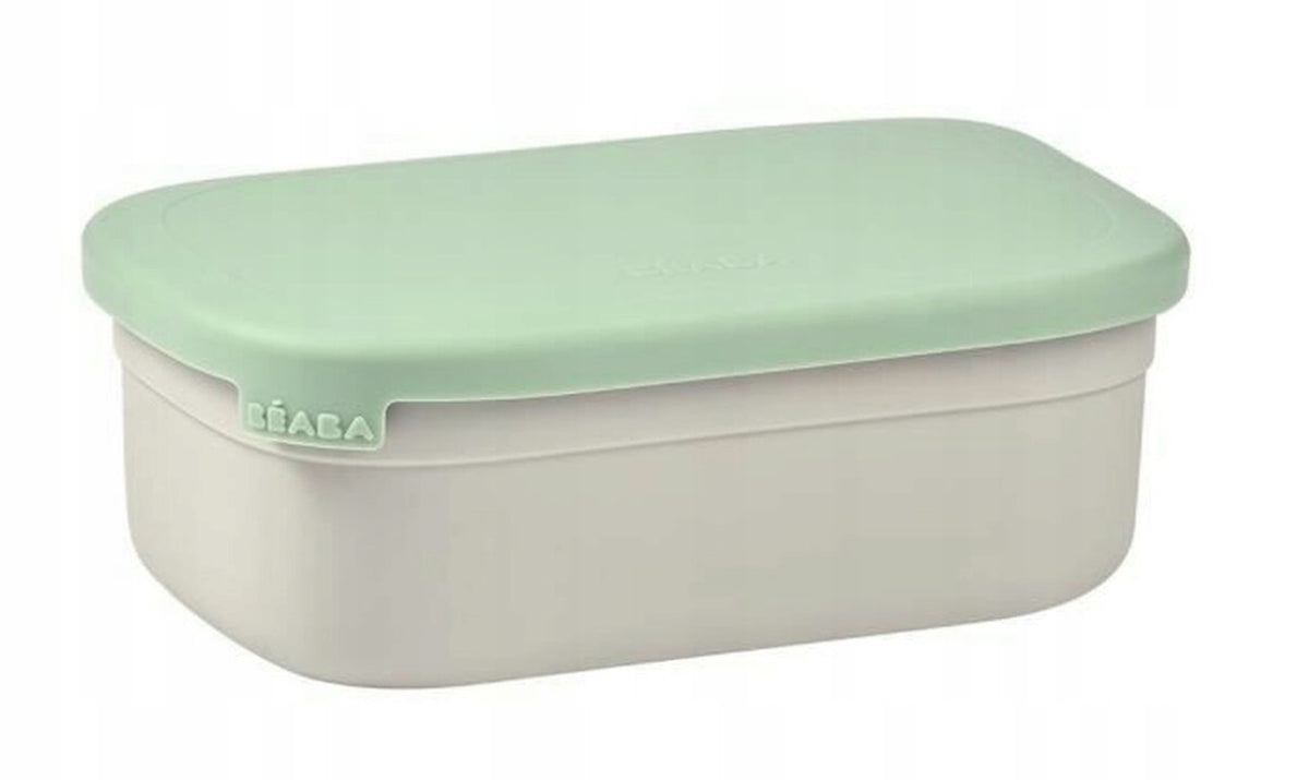 BEABA śniadaniówka lunchbox STAL nierdzewna 760ml z przegrodami, zielona pokrywka i stalowy pojemnik