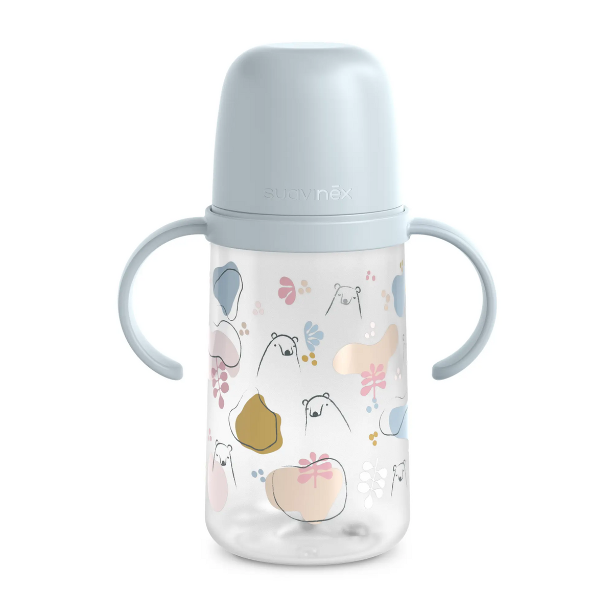 SUAVINEX kubek niekapek z ustnikiem i uchwytami 270 ml 6 m+ – błękitny pojemność 270 ml – zdjęcie 1