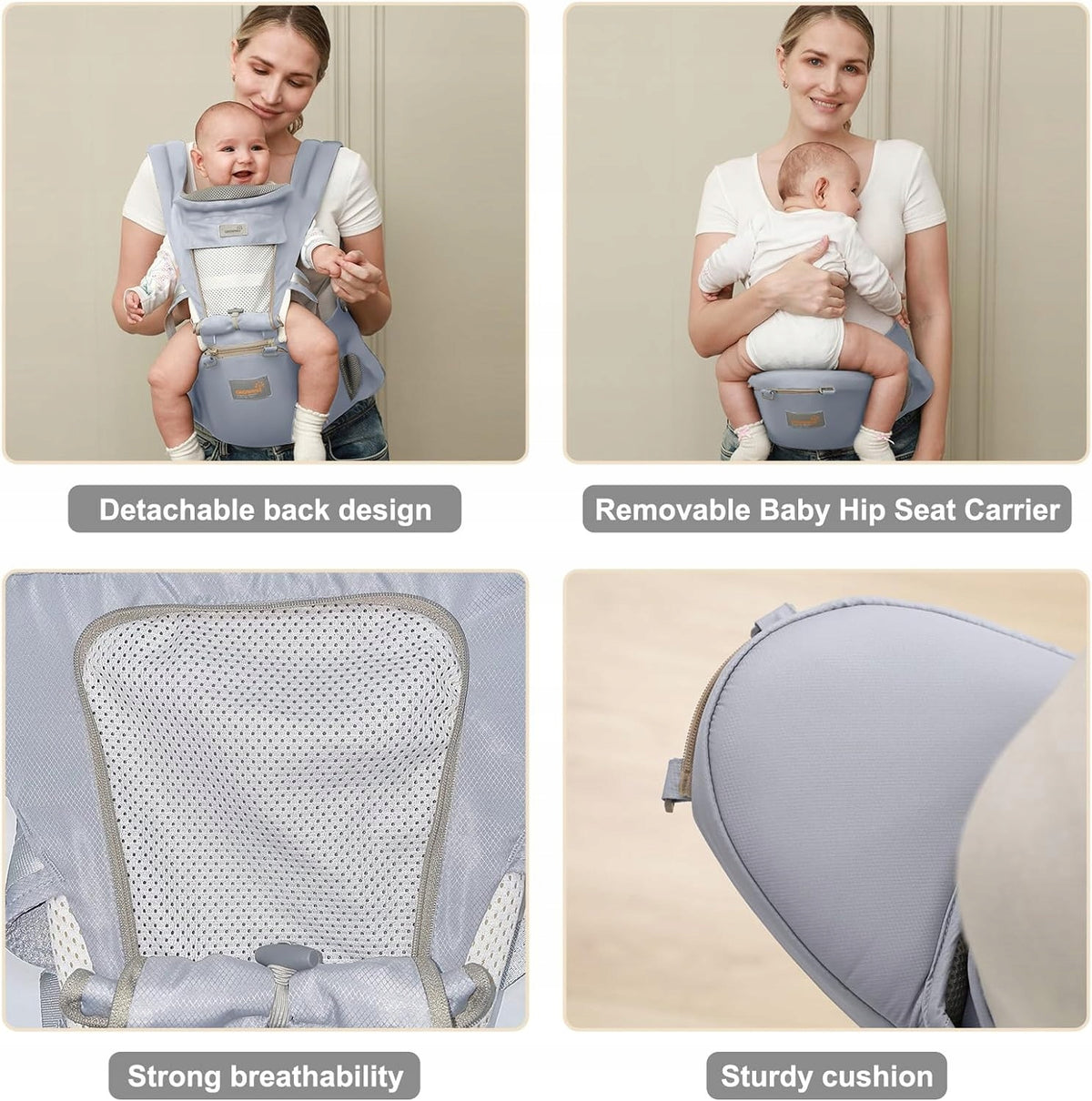 GROWNSY Ergonomische Babytrage mit Hüftgurt 6-in-1