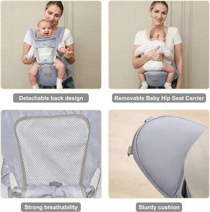 GROWNSY Ergonomische Babytrage mit Hüftgurt 6-in-1