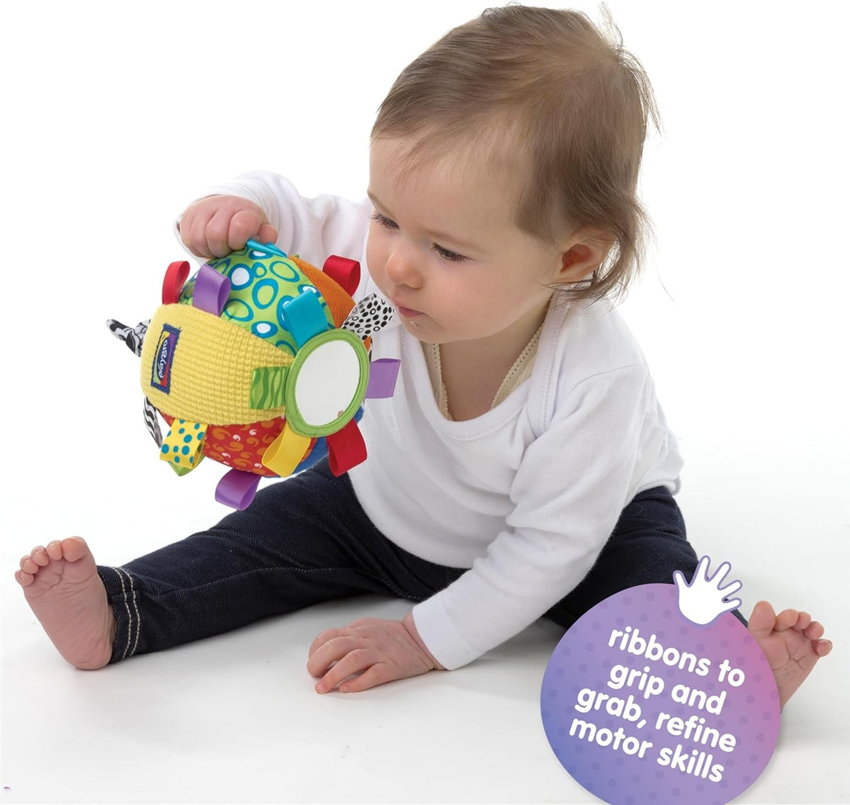 PLAYGRO Loopy Loops balle sensorielle en peluche avec miroir et grelot