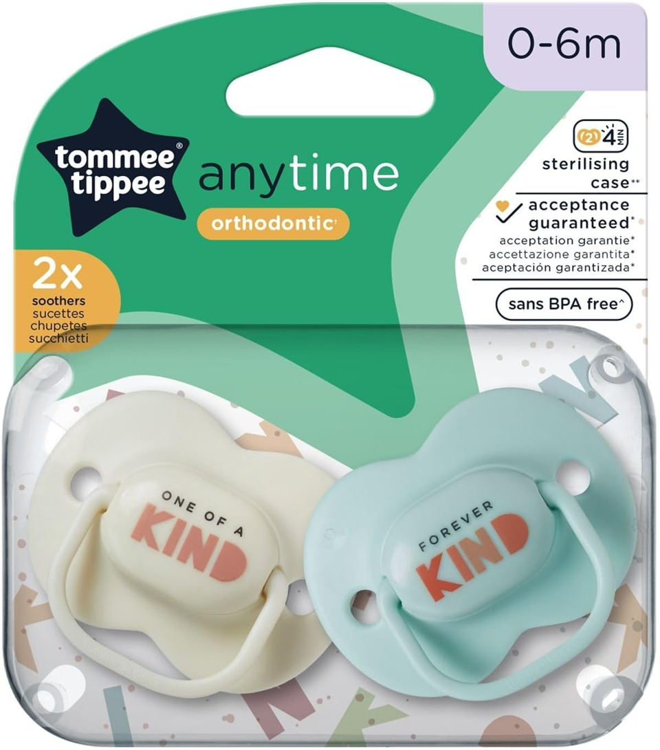 TOMMEE TIPPEE AnyTime sucettes apaisantes x2 0-6mois ORTHODONTIQUES