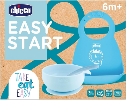 CHICCO Easy Start set en silicone bol cuillère bavoir