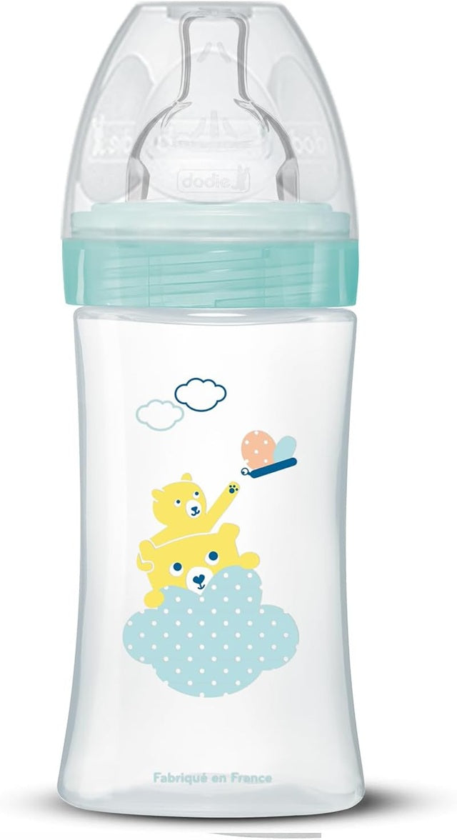 DODIE Sensation+ bouteille 270 ml tétine 2 débit moyen 0-6 m OURS et LION