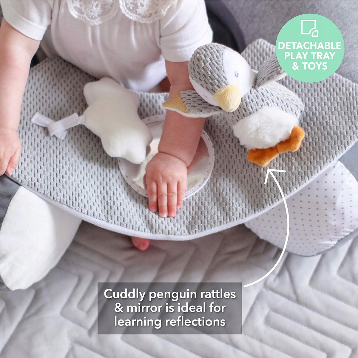 NUBY Sit-Me-Up infant seat with penguin motif