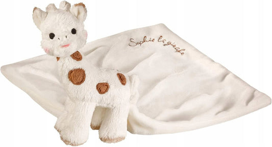 SOPHIE LA GIRAFE kocyk do przytulania 23 x 23 cm, beżowa przytulanka dla niemowląt 0+