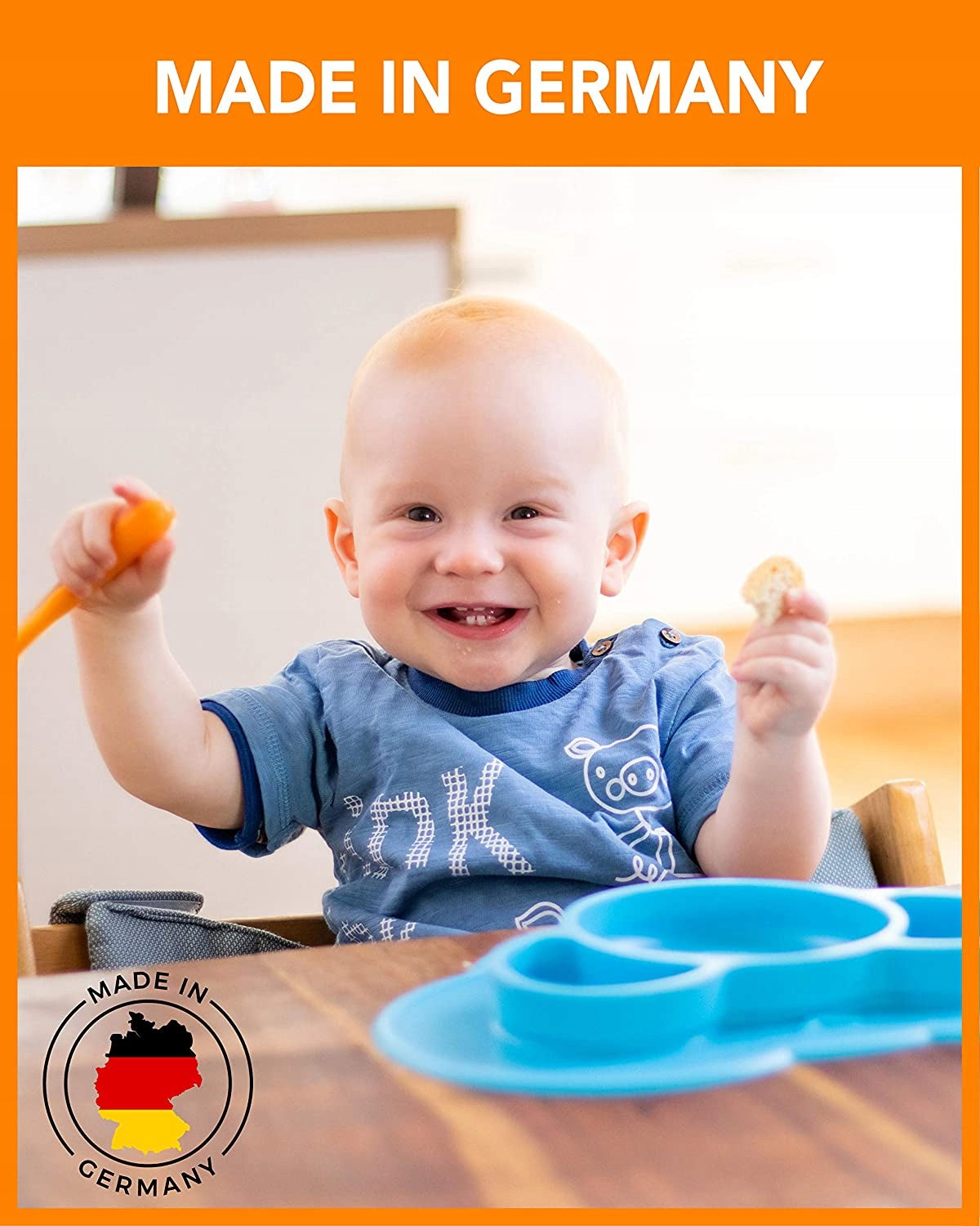 KOKOLIO mata talerzyk 3 KOMORY antypoślizgowy, silikonowa mata dla niemowląt, made in Germany