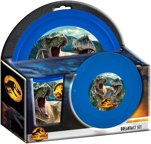 JURASSIC WORLD zestaw śniadaniowy 2 talerze i kubek 280 ml wiek 3 l+
