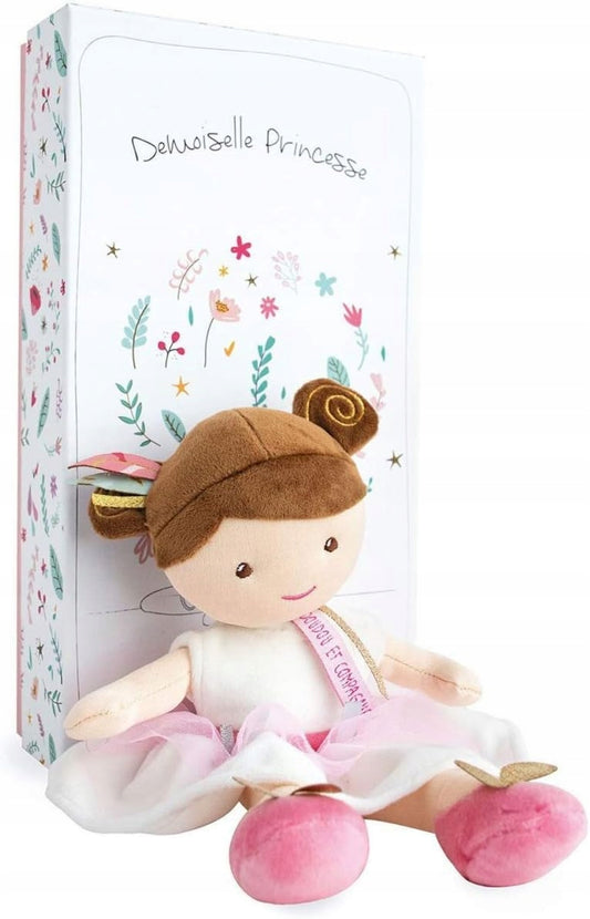 DOUDOU et COMPAGNIE Księżniczka Ombelline lalka przytulanka 27 cm, różowa, miękka dla dzieci 0+