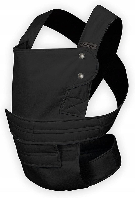 MARSUPI 2.0 nosidełko ergonomiczne S/M 3,5 - 15 kg, czarne nosidło miękkie dla niemowląt