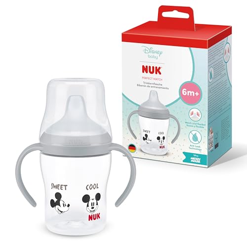NUK Perfect Match Learner kubek 150 ml 6+ Myszka Miki z antypoślizgowymi uchwytami i osłoną przeciw rozlewaniu