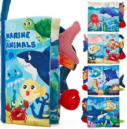 HAHALAND Marine Animals książeczka sensoryczna ZAWIESZKA 12,5 x 22 cm