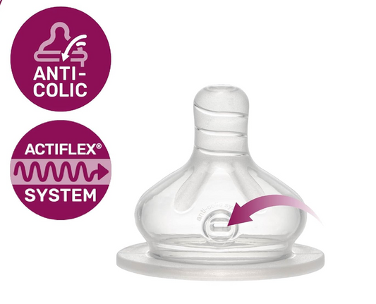 Biberon en verre NIP avec tétine taille S débit lent 120 ml ACTIFLEX