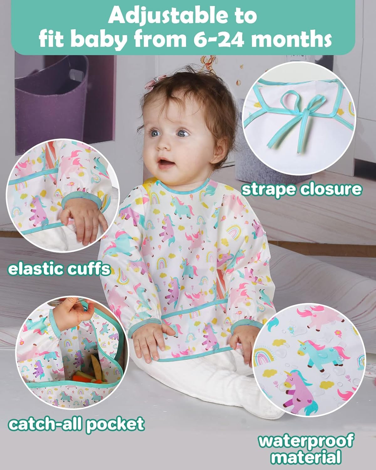 LICTIN śliniaki fartuszki z kieszonką 6-24 m  x3