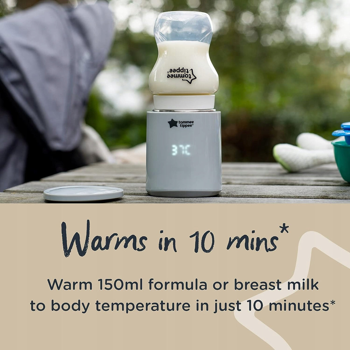 TOMMEE TIPPEE LetsGo podróżny podgrzewacz USB, przenośny ogrzewacz do butelki, 37°C w 10 minut