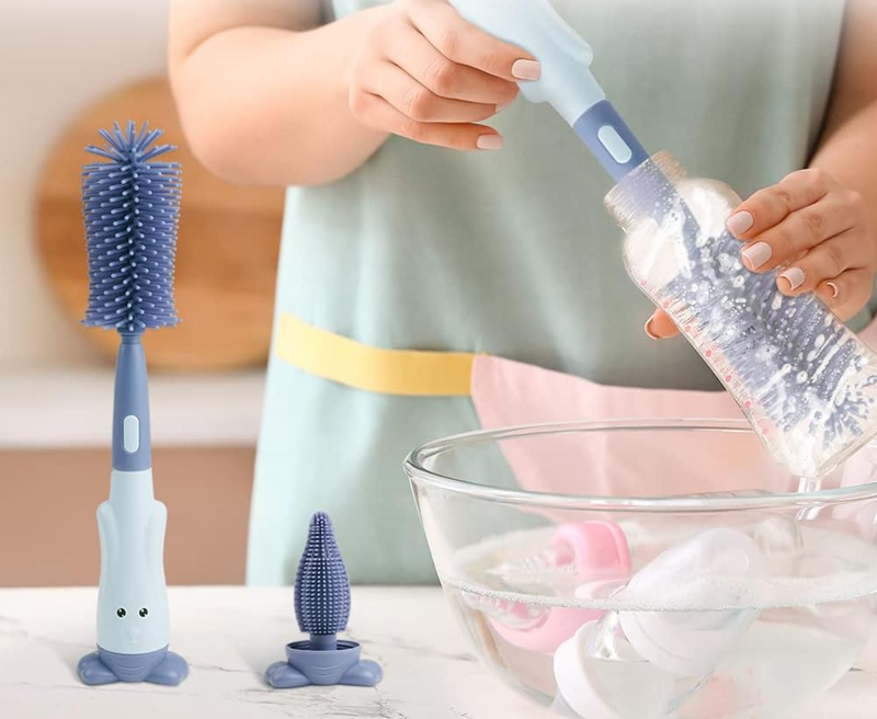 VICLOON 3-en-1 brosses en silicone pour nettoyer les biberons, les tétines et les pailles, 28cm