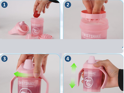 TWISTSHAKE Mini Cup kubek niekapek z ustnikiem i blenderem 230 ml 4 m+
