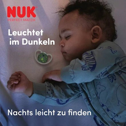 NUK Perfect Match Air Night smoczki uspokajające 18-36 mies. świeci w ciemności dla łatwego znalezienia w nocy