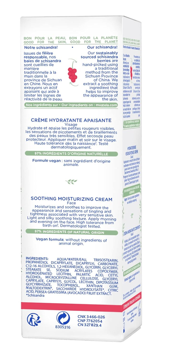 MUSTELA crème hydratante pour le visage pour peau très sensible 40ml