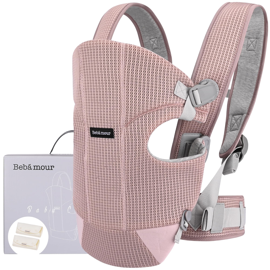 BEBAMOUR porte-bébé ergonomique jusqu'à 12kg 3-en-1