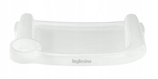 INGLESINA tacka do krzesła turystycznego - biała tacka Inglesina Fast z uchwytem na kubek, plastik, używana