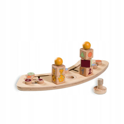 HAUCK zabawka do Alpha+ drewniany sorter labirynt, kolorowa zabawka edukacyjna do nauki kształtów i liczb