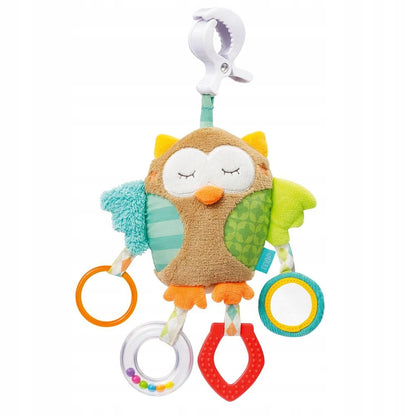 FEHN Sleepy Forest hanging toy with a rattle and clip for a stroller or car seat