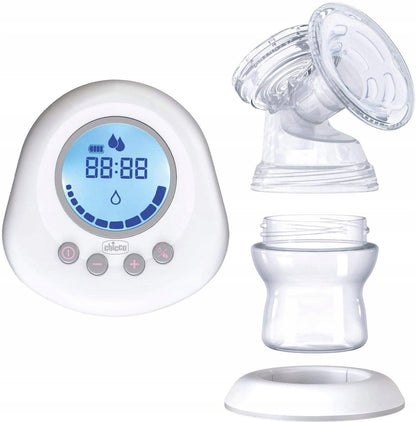 CHICCO NaturallyMe LAKTATOR elektryczny, biały laktator dwufazowy z wyświetlaczem i lejkiem, cichy i bez BPA