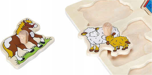 GOKI puzzle en bois à encastrer 9 pièces 20,3 x 29,9 cm FERME